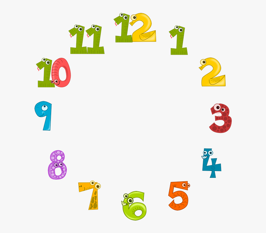 Clock Face, Clock, Dial, Time, Animals, Colorful - Clock Numbers Png, Transparent Clipart