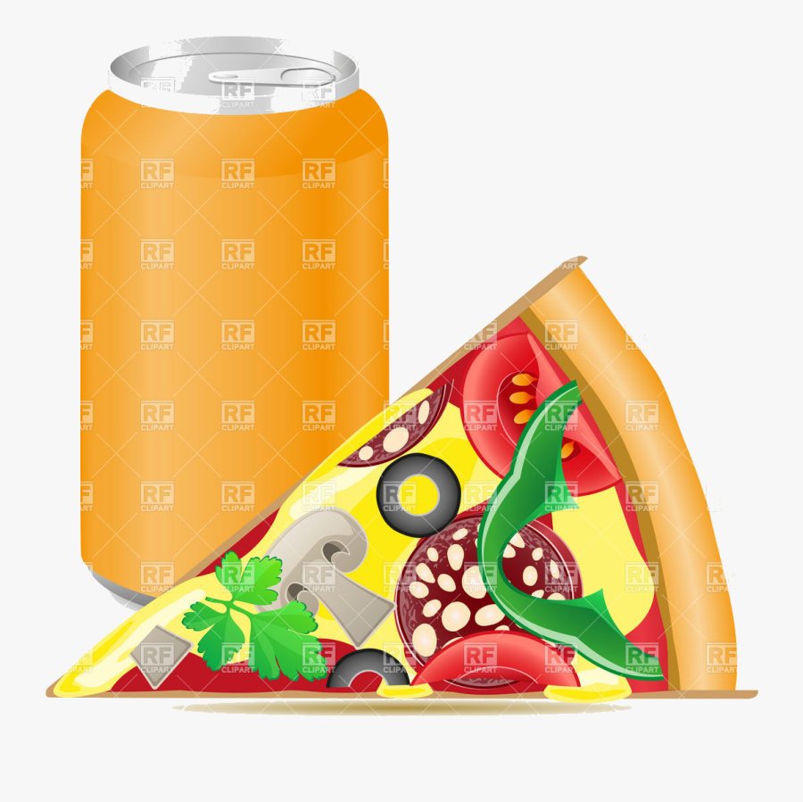 Soda Pizza And Aluminum Cans With Vector Image Illustration - Pizza And Pop Clip Art, Transparent Clipart