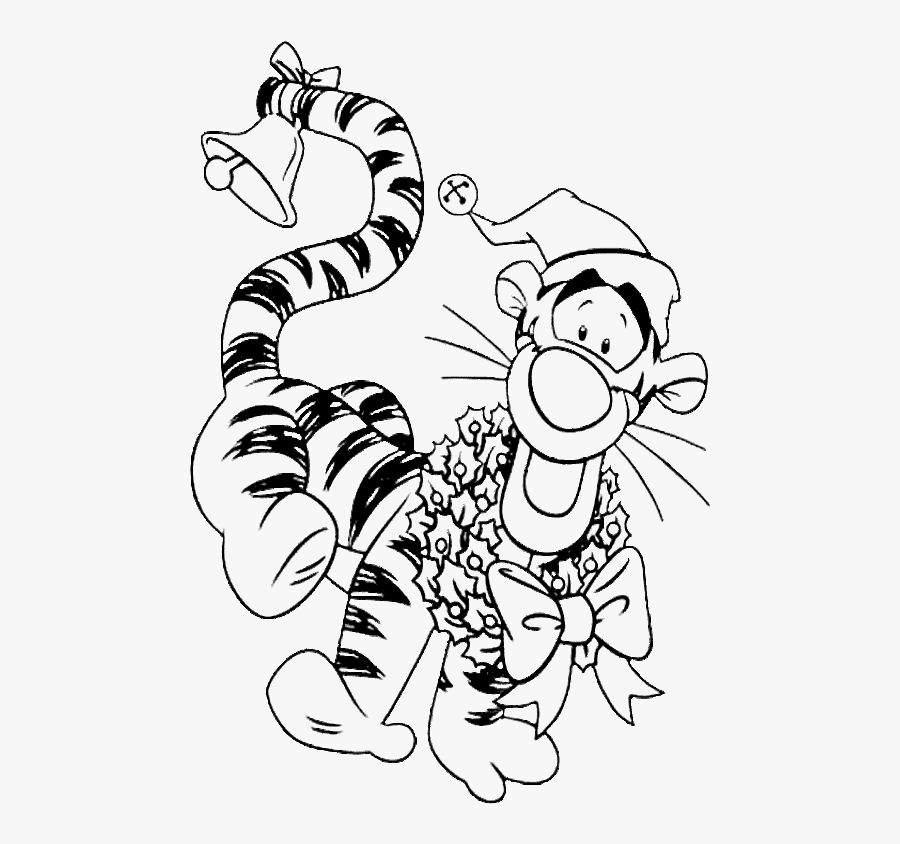 Disney Christmas Coloring Pages - Tiger Christmas Coloring Pages, Transparent Clipart