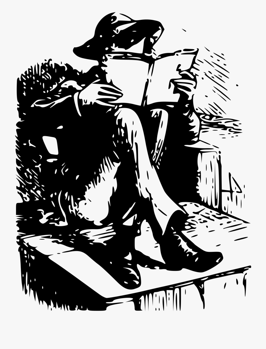Boy Reading A Book Jpg Black And White - Gambar Siluet Orang Membaca Buku, Transparent Clipart