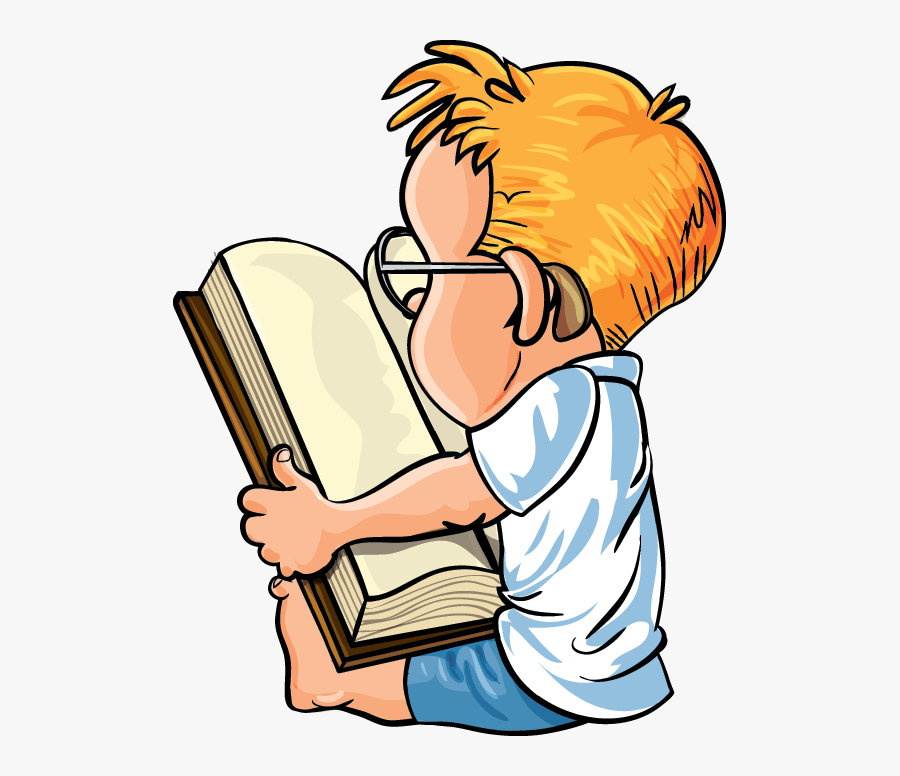 Boy Reading A Book Cartoon, Transparent Clipart
