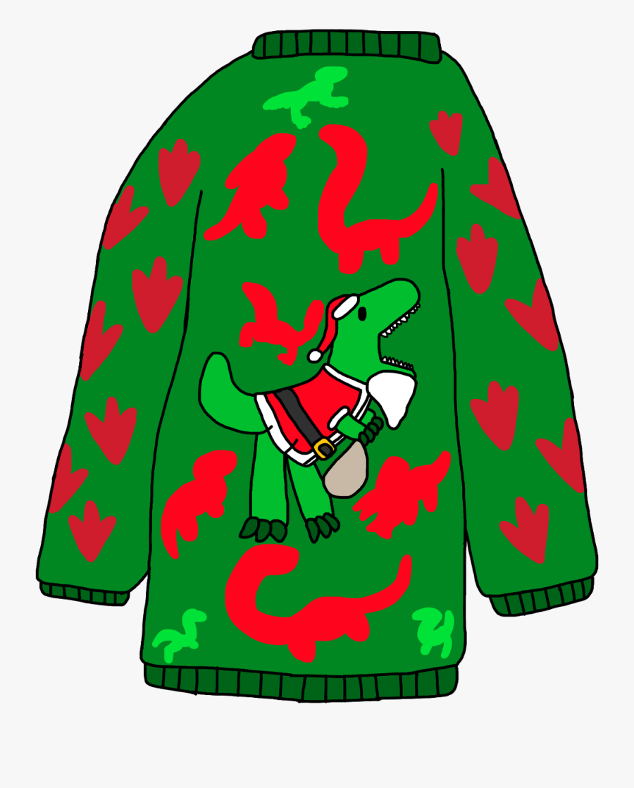 A Dinosaur Themed Ugly Christmas Sweater With A T Rex - Yon Arhanudse 14, Transparent Clipart