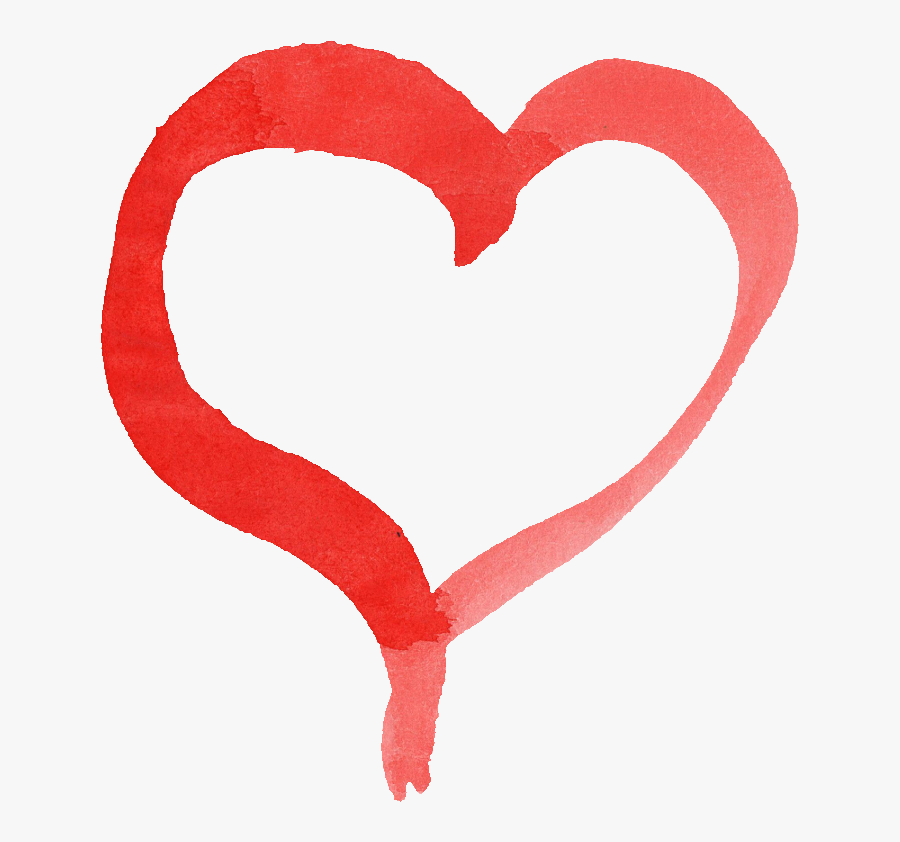 Red Watercolor Heart - Heart, Transparent Clipart