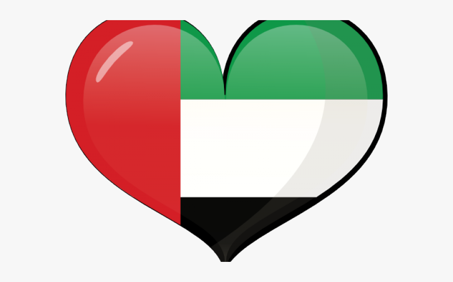 Uae Flag Heart Shape, Transparent Clipart