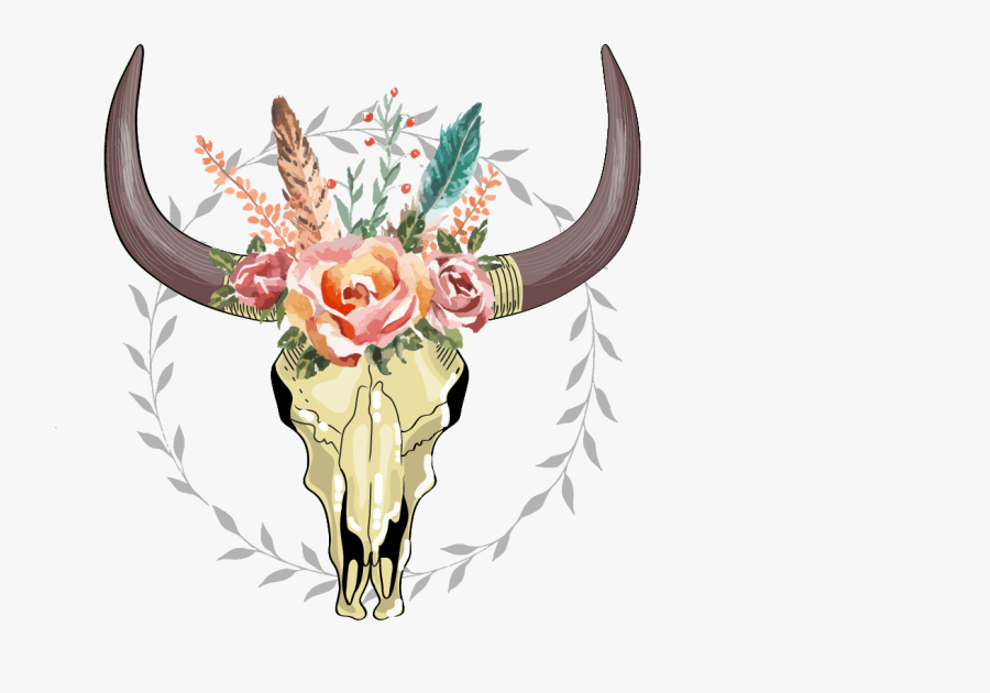 Boho Printed Transfers Sew Down South Freeuse Boho Cow Skull Transparent Free Transparent Clipart Clipartkey