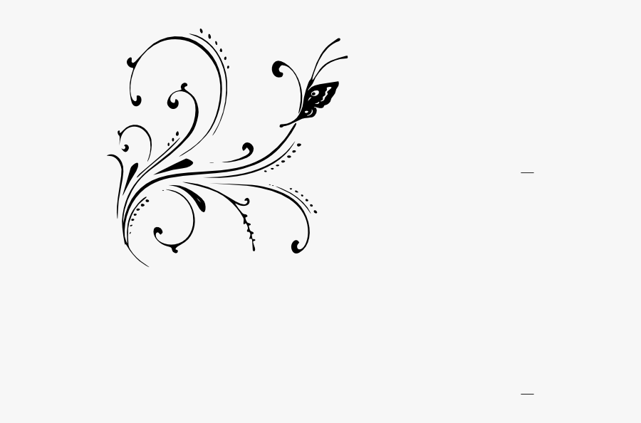 Black Butterfly Swirl Clip Art At Clker - Vector Clip Art Png, Transparent Clipart