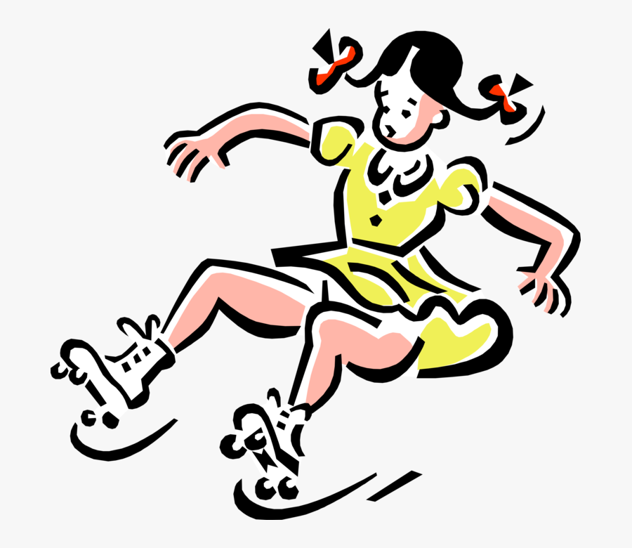 Vector Illustration Of 1950"s Vintage Style Girl With - Menina De Patins Png, Transparent Clipart