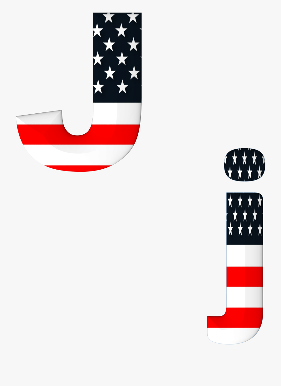 Alphabet On Usa Flag, Transparent Clipart