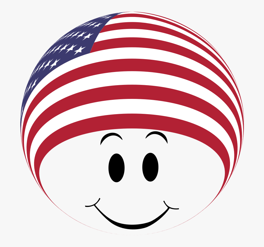 American Flag Smiley, Transparent Clipart