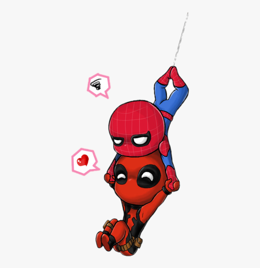 Spiderman X Deadpool Cute - Little Deadpool And Spiderman, Transparent Clipart