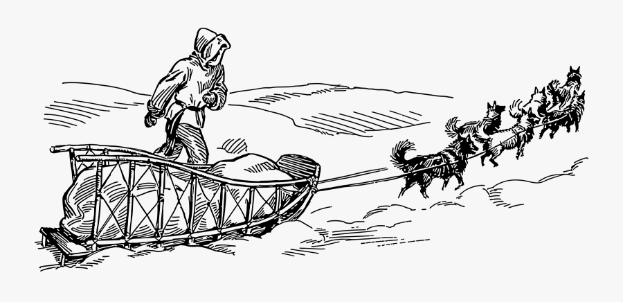 Clip Art Siberian Husky Alaskan Iditarod - Dog Sled Clipart Black And White, Transparent Clipart