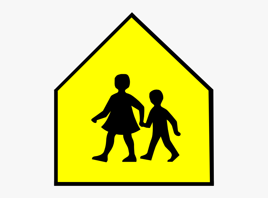 Totetude School Crossing Sign Yellow Clip Art At Clker - School Crossing Road Sign, Transparent Clipart