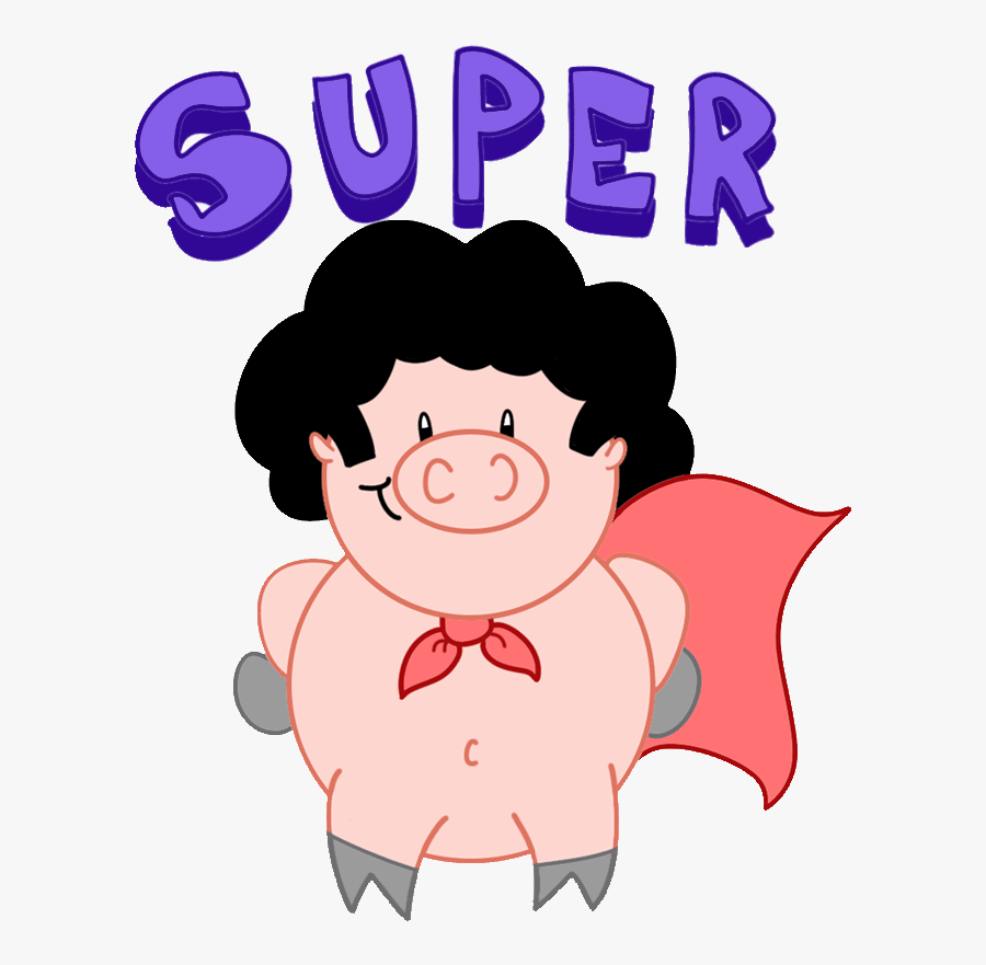 Super Hero Pig Sticker For Ios Android Giphy Gif Pig - Cartoon, Transparent Clipart
