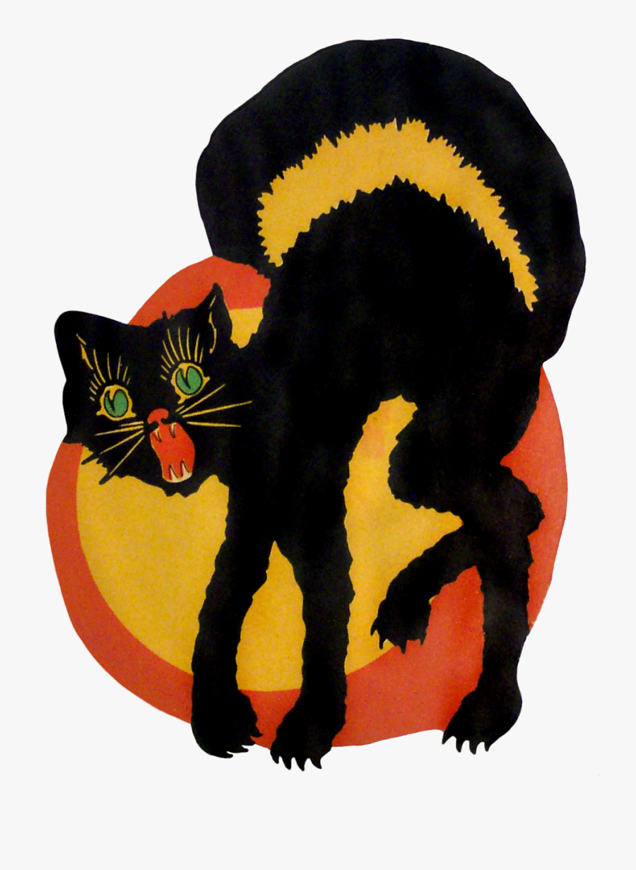Vintage Halloween Cat Clipart , Png Download - Vintage Halloween Cat, Transparent Clipart