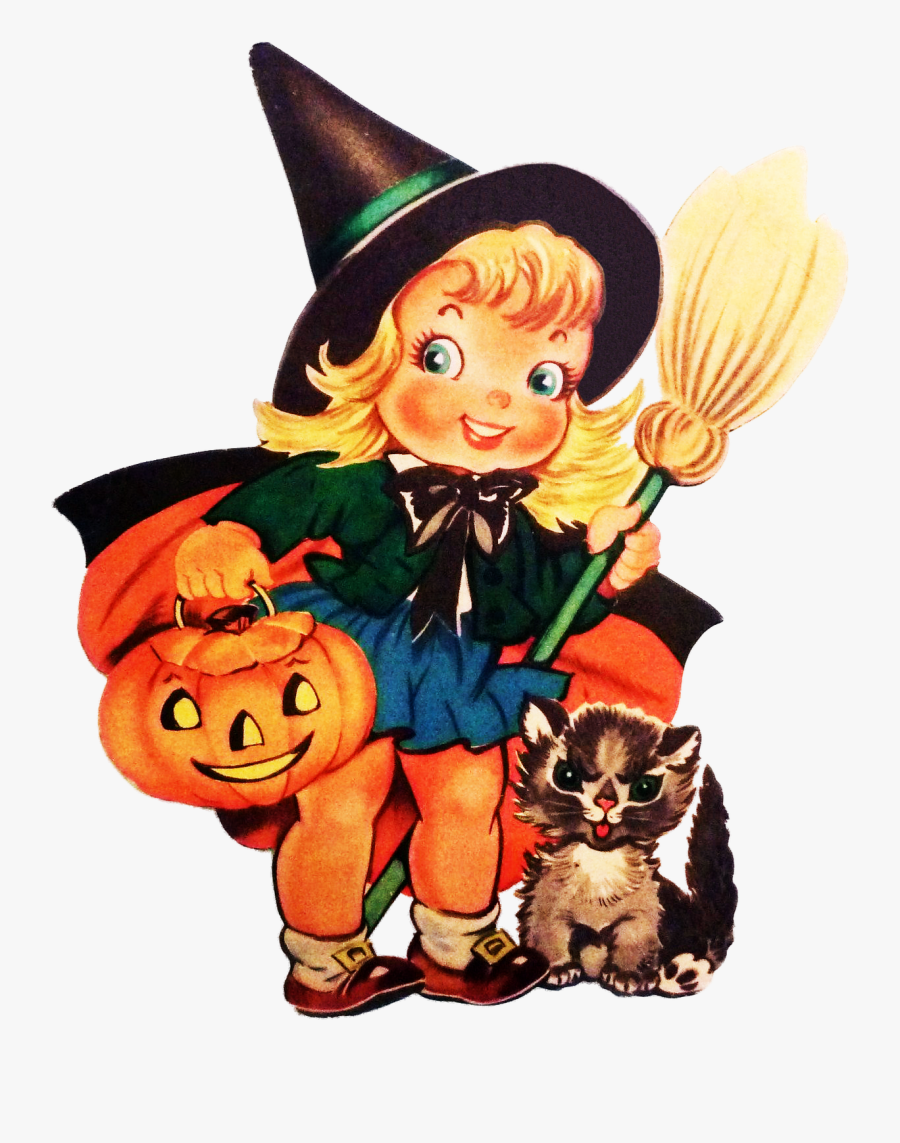Vintage Halloween Witch, Transparent Clipart