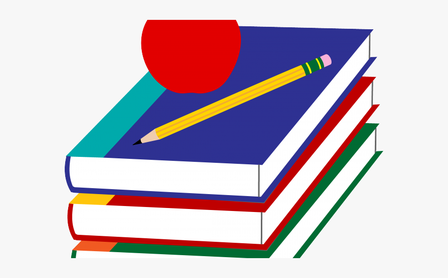 Library Clipart Books - Books And Apple Clipart, Transparent Clipart