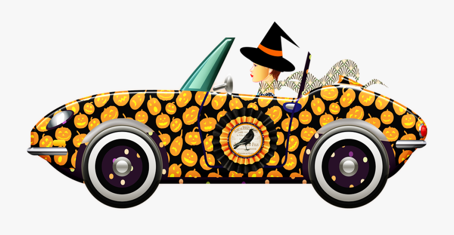 Halloween Car, Halloween Vintage Automobile, Truck - Illustration, Transparent Clipart