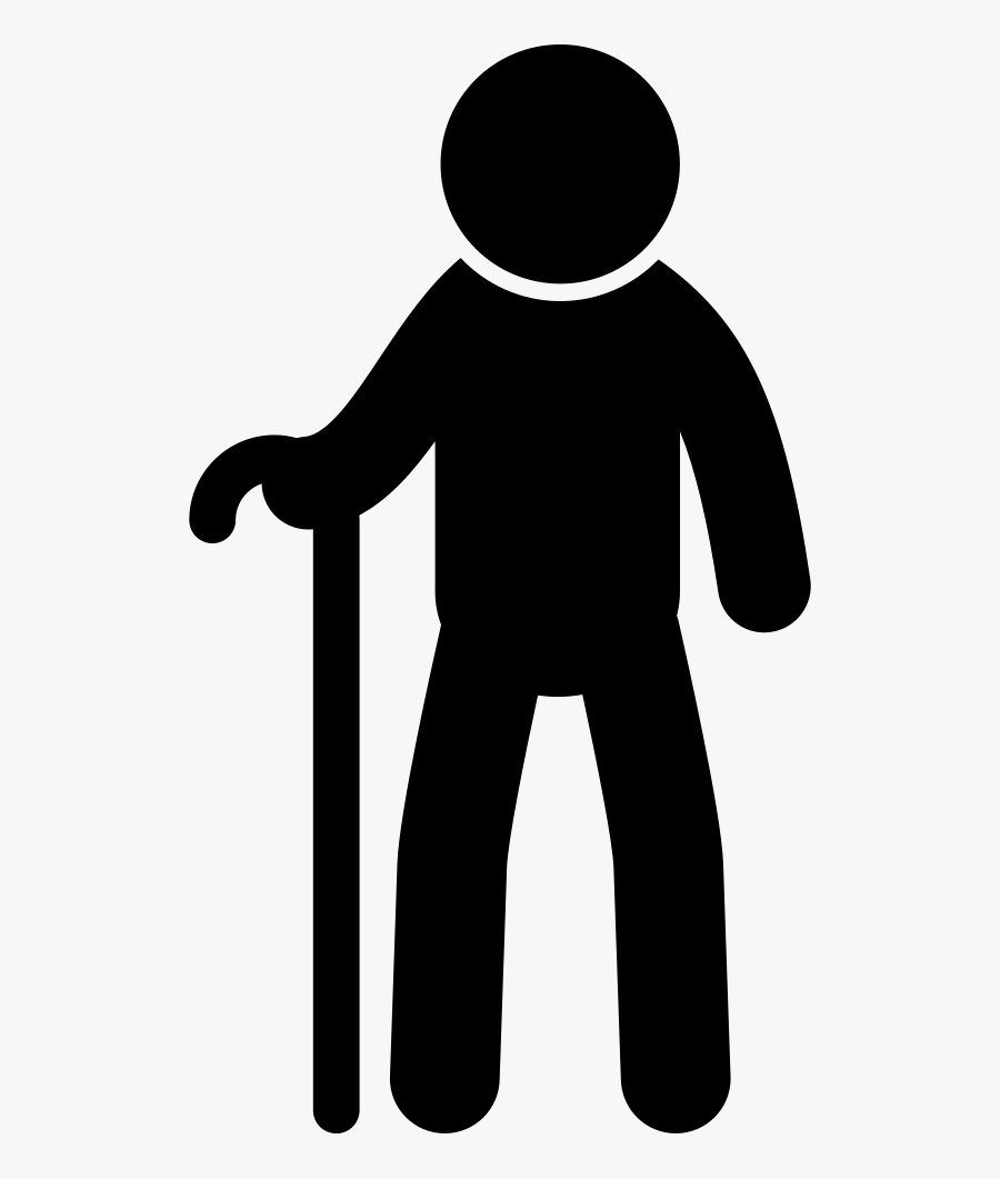 Old Man From Frontal View With A Cane - Old Man Icon Vector Png, Transparent Clipart