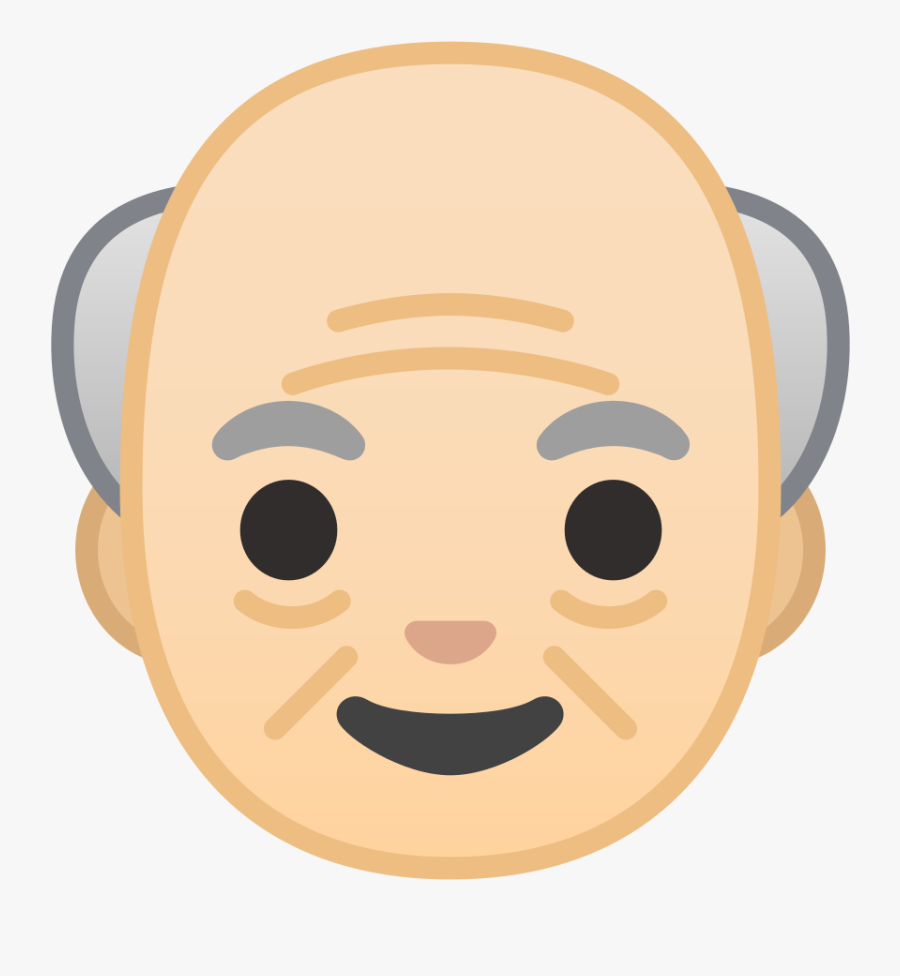 Old Man Light Skin Tone Icon - Old Man Cartoon Head, Transparent Clipart