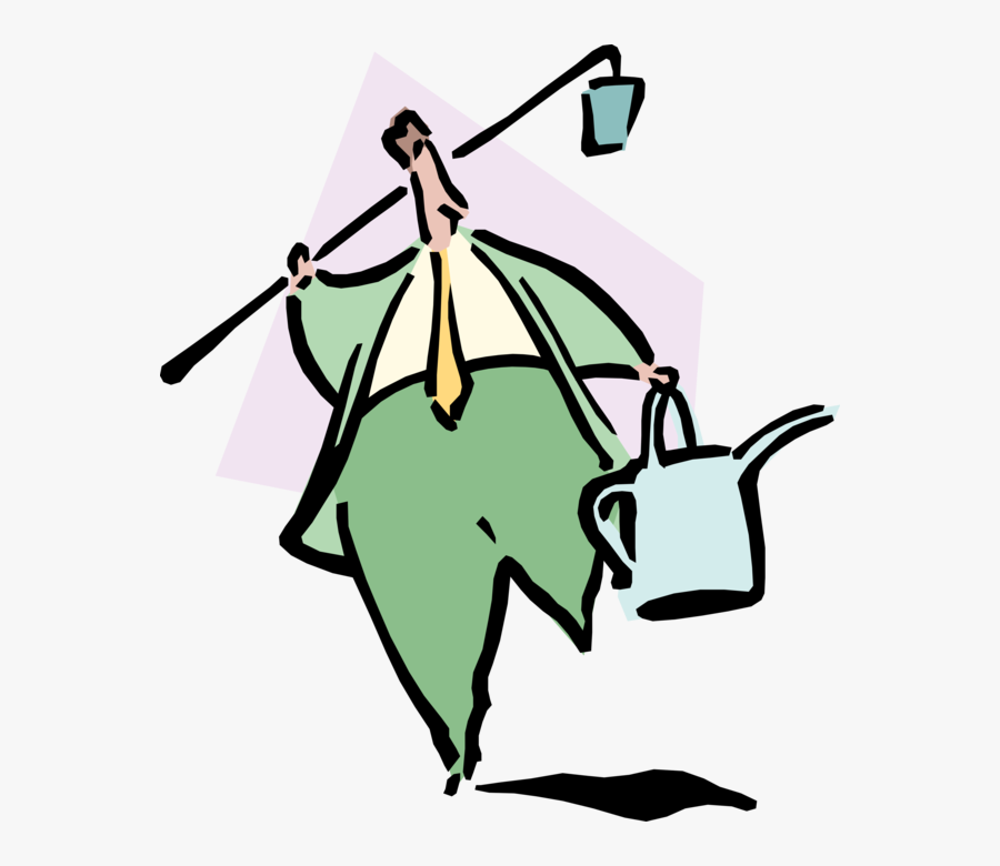 Entrepreneur With Watering Can, Transparent Clipart