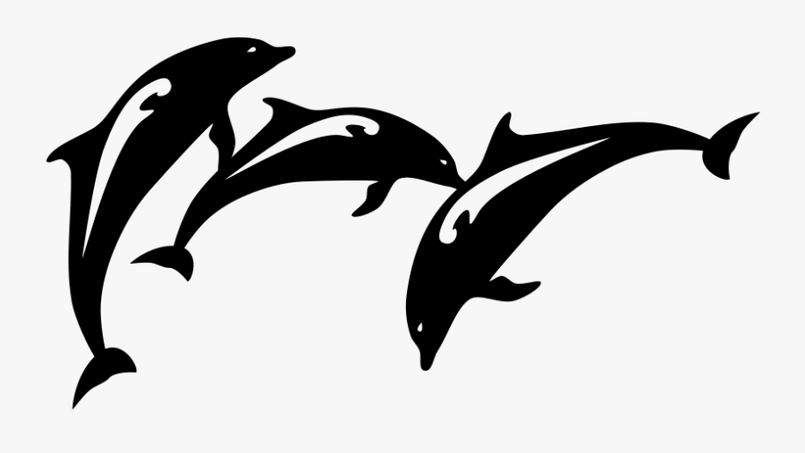 Spinner Dolphin Wall Decal Sticker Clip Art - Dolphin Fish Black And White, Transparent Clipart