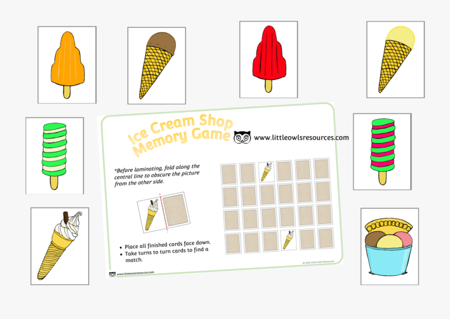 Ice Cream Shop Memory Game, Transparent Clipart