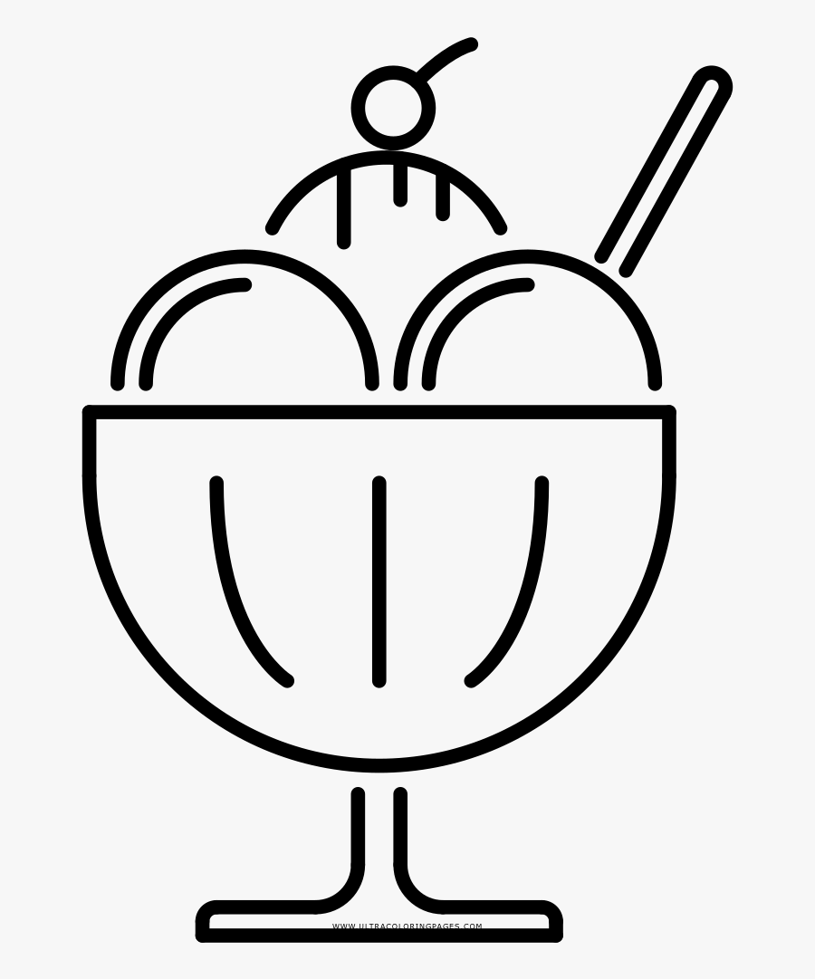 Ice Cream Sundae Coloring Page - Icecream Sundae Clipart Png Black And White, Transparent Clipart