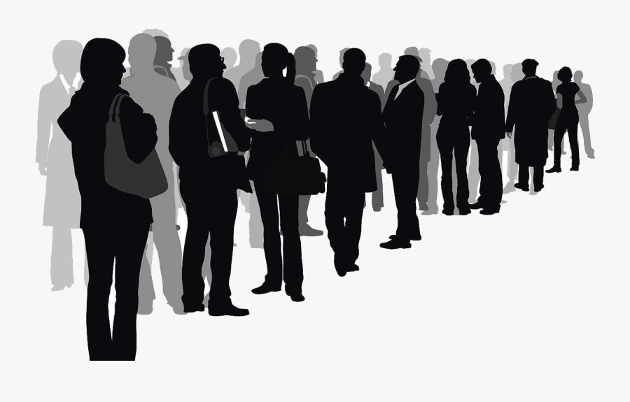 Silhouette Crowd Drawing Illustration - Line Of People Png, Transparent Clipart