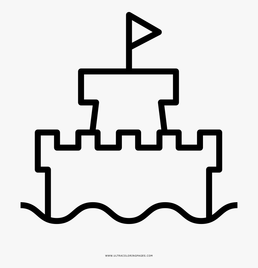 Sand Castle Coloring Page - Desenho De Um Castelo, Transparent Clipart