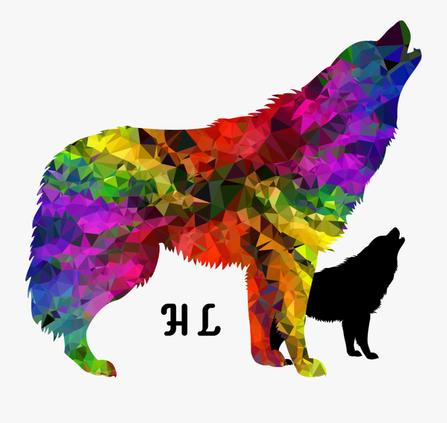 Gradient Rainbow Howling Wolf Throw Blanket - Colorful Wolf Png Transparent, Transparent Clipart