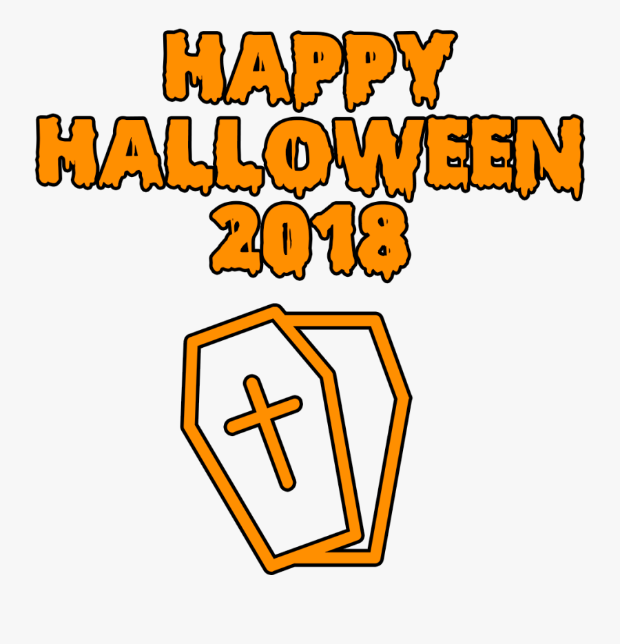 Happy Halloween 2018 Scary Coffin Bloody Font, Transparent Clipart