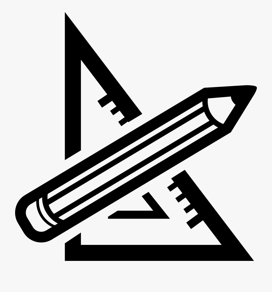 Triangle And Pencil - Tools Black And White Clipart, Transparent Clipart