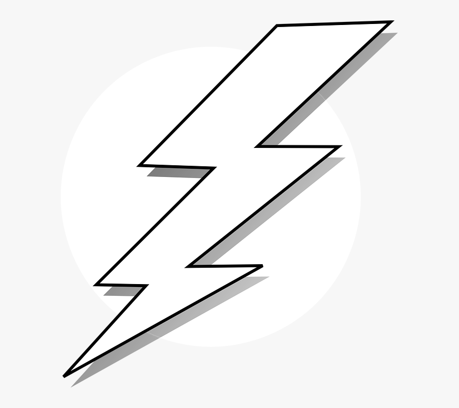 Lightning, Bolt, Strike, Lighting, Energy, Power - Black And White Lightning Bolt, Transparent Clipart