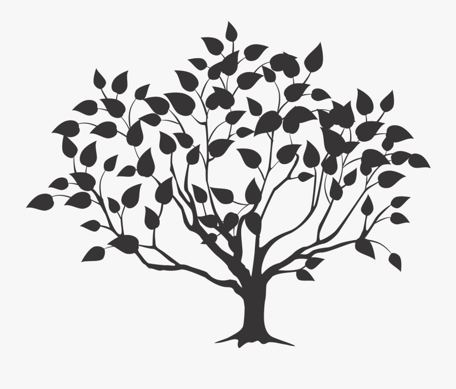 Root Tree Drawing - Tree Silhouette With Falling Leaves, Transparent Clipart