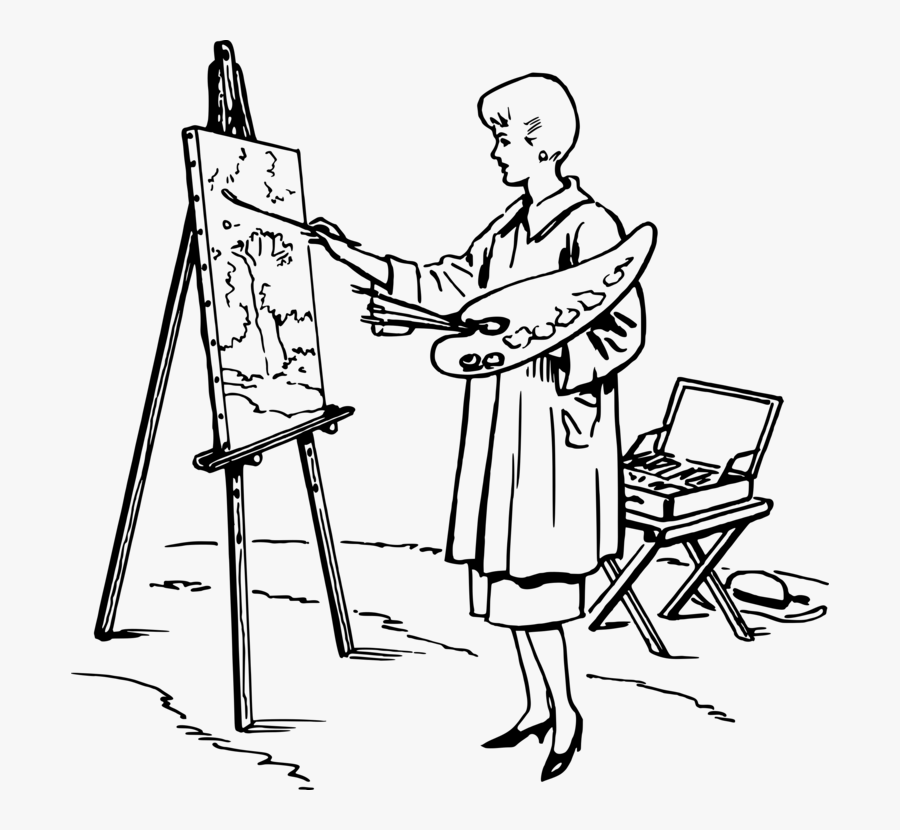 Art,artwork,shoe - Drawing Of A Person Painting, Transparent Clipart