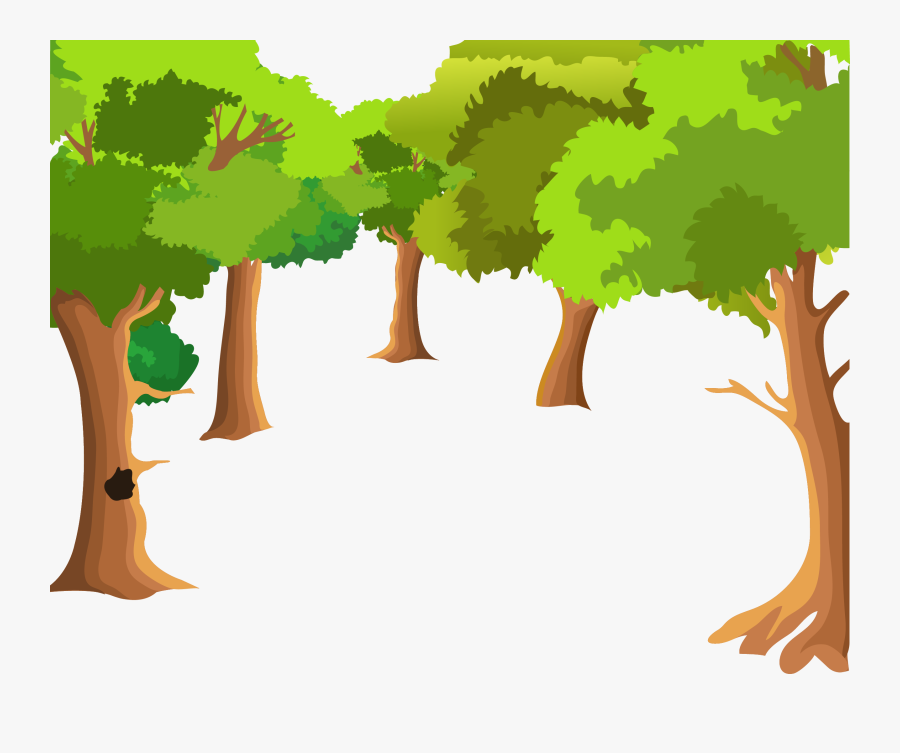 Tree Drawing Vector Forest Painting Cartoon Landscape - Cartoon Landscapes, Transparent Clipart