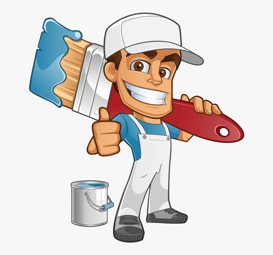 Logo Of Painter Man Cartoon For Dk Bassetts Painting - Cartoon Painting And Decorating, Transparent Clipart