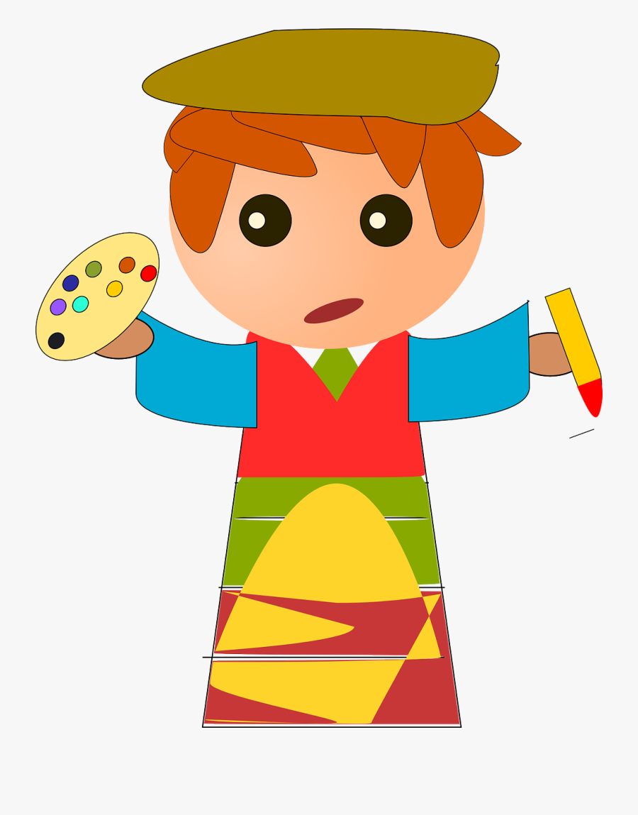 Clip Art Painter Cartoon - Niño Artista Png, Transparent Clipart