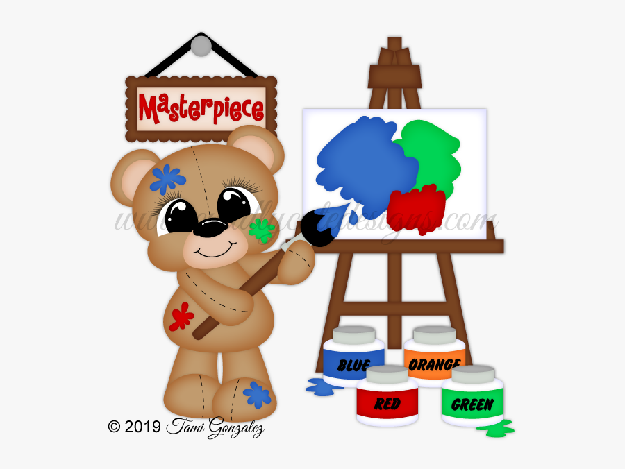 Painter Bear, Transparent Clipart