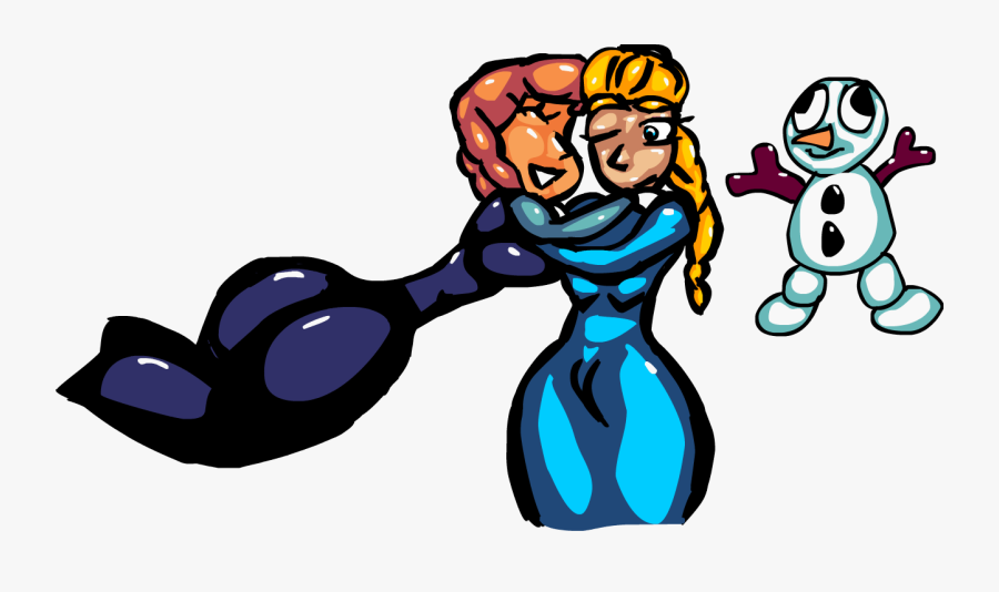 Frozen"s Anna, Elsa, And A Snowman - Cartoon, Transparent Clipart