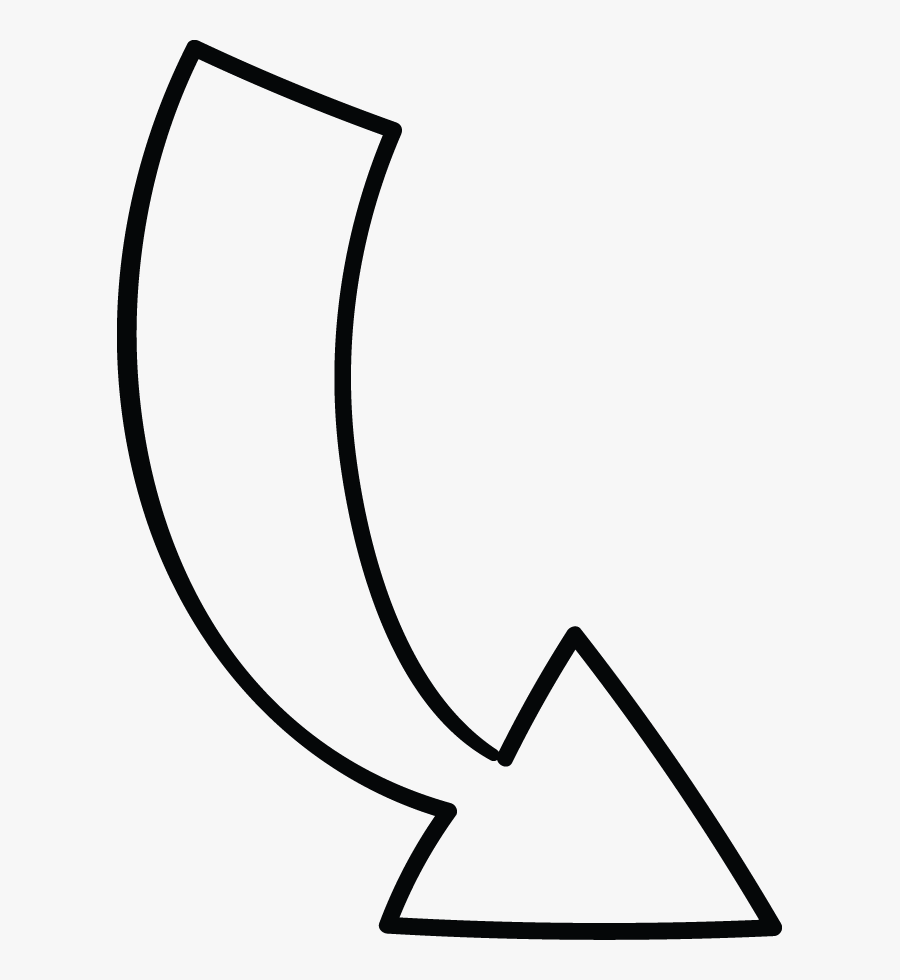 Arrow Down Curve Doodle, Transparent Clipart