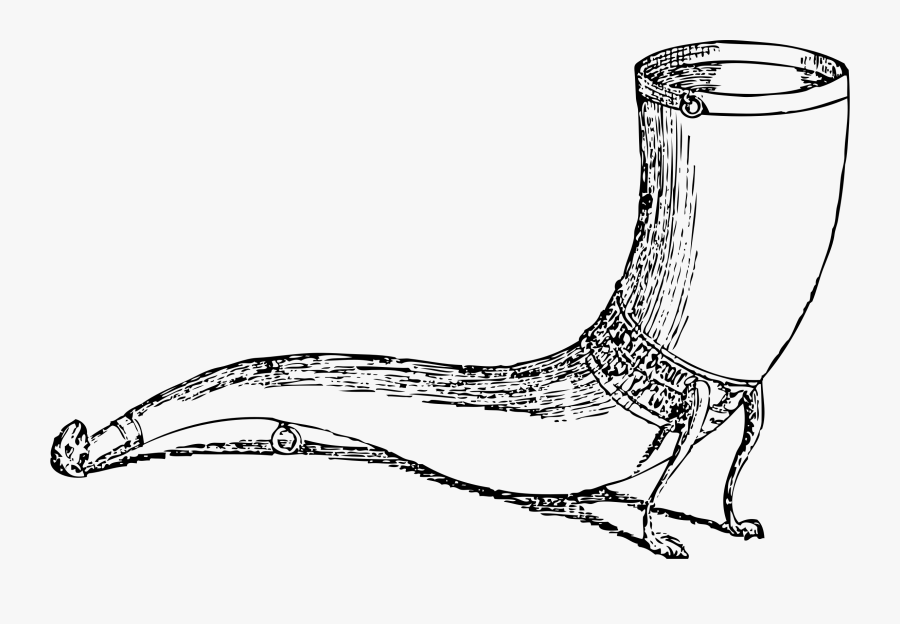 Plant,shoe,monochrome - Viking Drinking Horn Drawing, Transparent Clipart