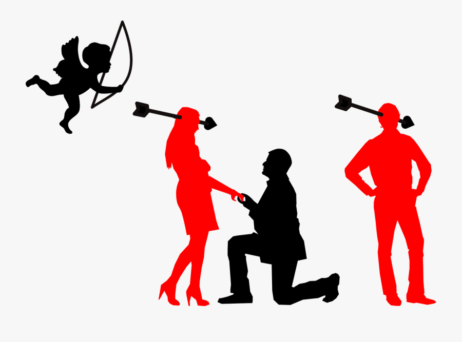 April Fools, Love, Relationship, Cupid, Prank, Irony - Man On One Knee Silhouette, Transparent Clipart