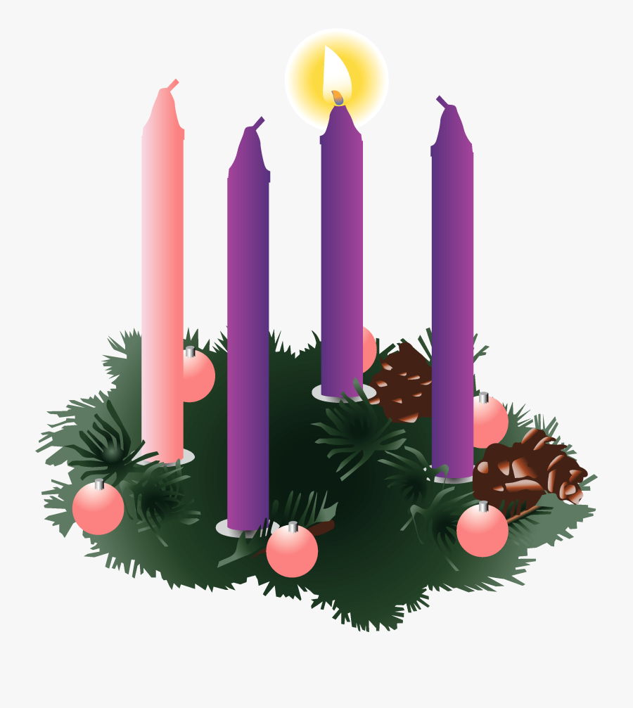 Clip Art Four Purple One Lit Three Advent Candles Lit