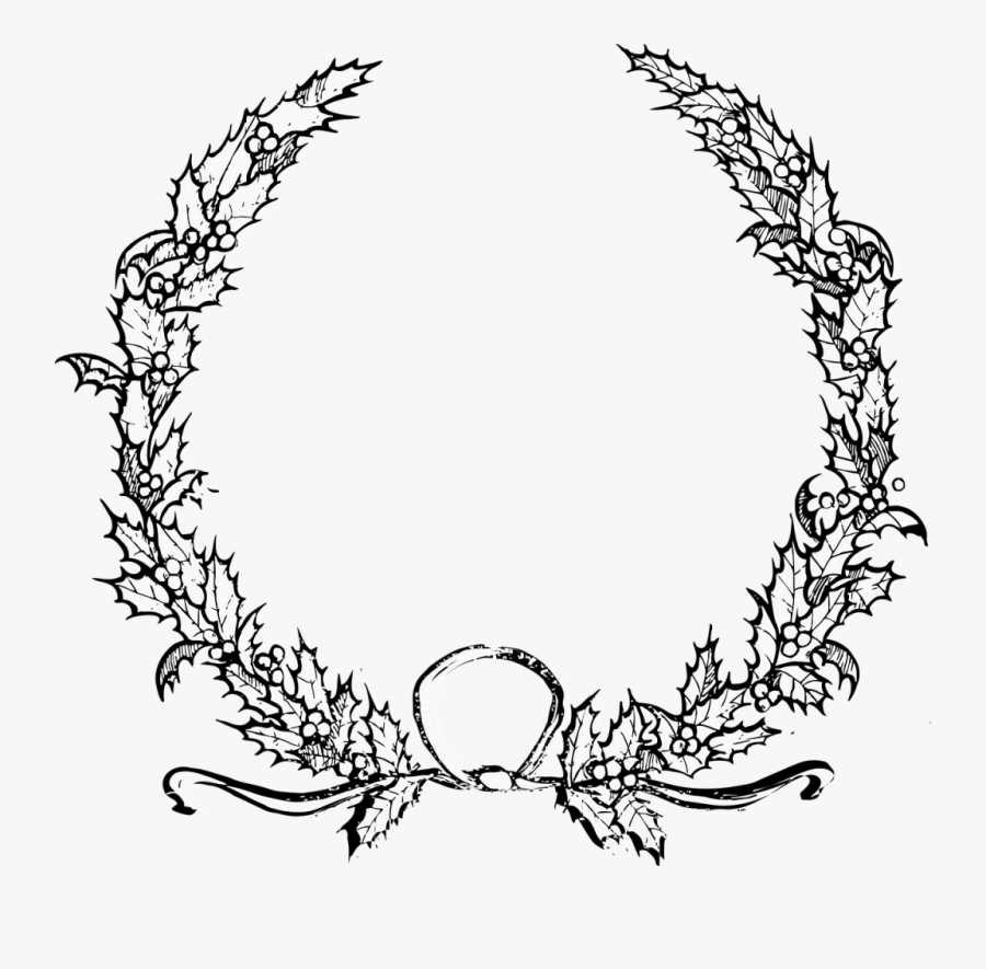 Large Size Of Coloring Pages Christmas Wreath Drawing- - Christmas Wreath Black And White, Transparent Clipart