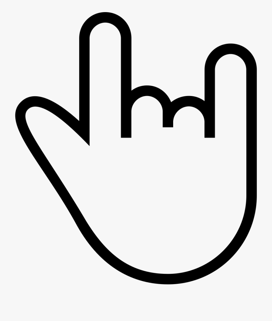 Rock N Roll Gesture Outlined Hand Symbol - Rock And Roll Symbol Png, Transparent Clipart