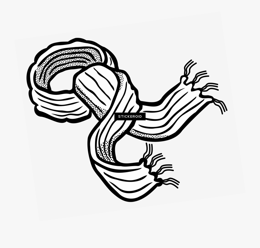 Drawing Scarf Clothing - Scarf Clipart Black And White, Transparent Clipart