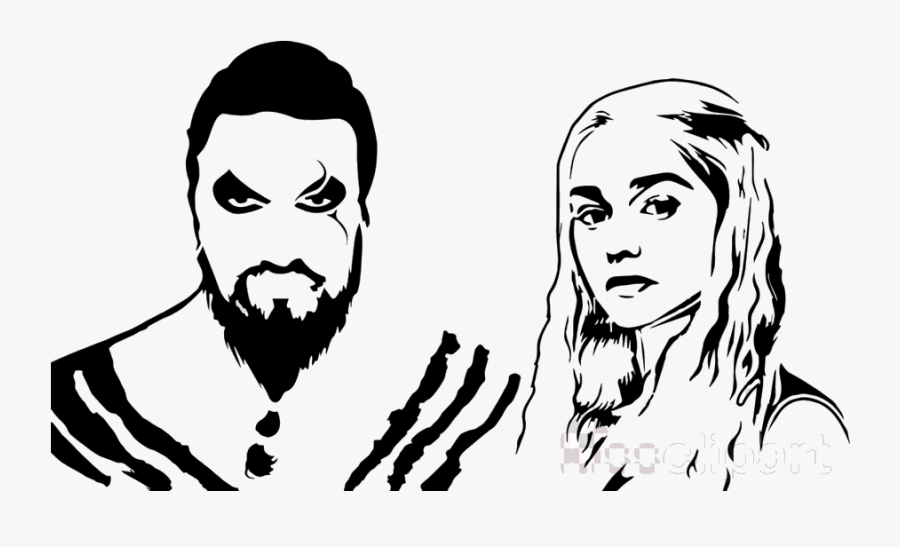 Game Of Thrones Stencil Clipart Khal Drogo Daenerys - Khal Drogo Black And White, Transparent Clipart