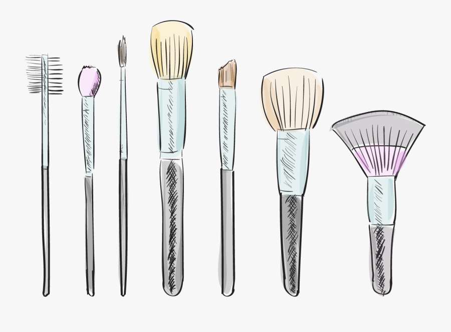 Makeup Brushes Drawing At Getdrawings - Brochas De Maquillaje De Dibujo, Transparent Clipart