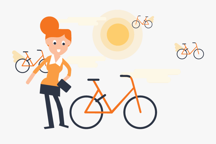 Bicycle Sharing Cartoon, Transparent Clipart